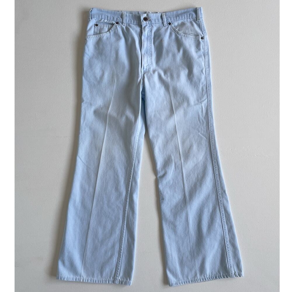 Vtg 70s LEVIS Light Blue Bellbottom Flared Jeans / 35 x 30 / Hippie Western